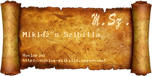 Miklós Szibilla névjegykártya